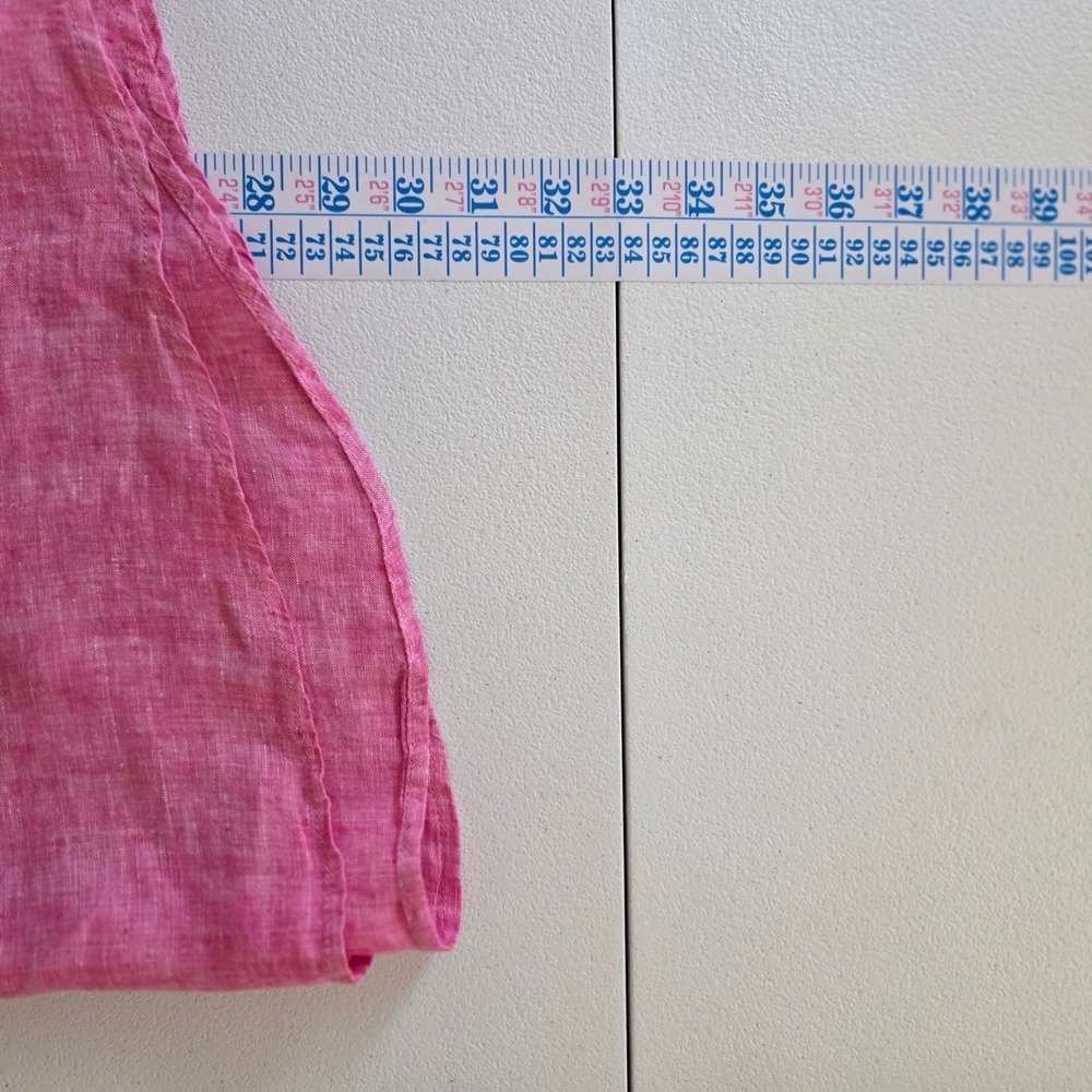 Sigrid Olsen Linen Henley Top Womens 2X Pink Roll Tab Sleeve Summer Coastal - Picture 10 of 12